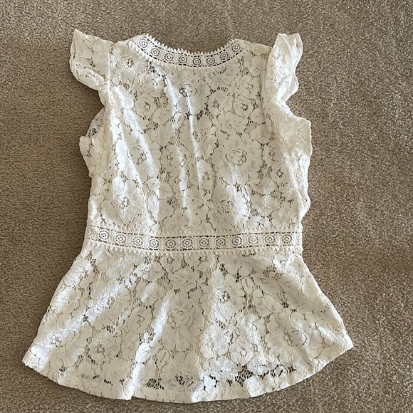 LOFT Vintage Crochet White Cream Floral Blouse - Picture 3 of 4